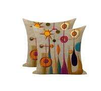 TEMU Juego de 2 fundas de almohada y 1 de cojín con estampado abstracto geométrico de en lino, aptas para dormitorio, sofá, , oficina, , hotel, decoración de fiestas (sin relleno de almohada)