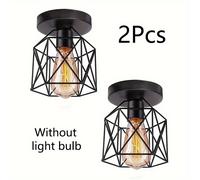TEMU Juego de 2 lámparas de techo negras retro industriales, de bombilla E27, diámetro /5.51 pulgadas, para pasillo, cocina, , accesorios de iluminación para Halloween y Navidad (sin bombillas)