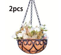 TEMU Juego de 2 macetas circulares colgantes con revestimientos, ideales para jardines exteriores y decoración de - Perfectas para exhibir flores, plantas y mejorar tu patio o césped