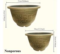 TEMU Juego de 2 Macetas Grandes Circulares en Resina con Relieve - Contenedor No Poroso para Cultivo Acuático, para y Peces, Geométrico Vintage en , Depósito de Agua para Interior y Exterior
