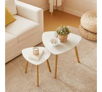TEMU Juego de 2 Mesas de Café Apilables - Mesas Auxiliares Modernas para Sofá, Grande de 55 cm y Pequeña de 40 cm, - FBT74-W SoBuy