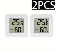 TEMU Juego de 2 Mini Termómetros e Higrómetros Digitales LCD para Uso en Interiores, Dispositivo Electrónico para Monitorear y Humedad (Solo )