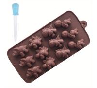 TEMU Juego de 2 Moldes de Silicona para Hornear con 12 Cavidades de Dinosaurios, Herramienta DIY para Chocolate y Caramelos, Accesorio para Decorar Pasteles