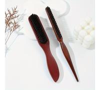 TEMU Juego de 2 peines, 1 cepillo para barba de material PP, 1 peine de belleza de tres filas de madera natural, peine profesional antiestático para estilizar