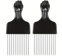 TEMU Juego de 2 Peinetas Negras para Cabello Africano, Herramienta de Estilismo para Salón de Peluquería para Hombres y Mujeres con Cabello y Enredado