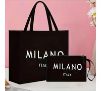 TEMU Juego de 2 piezas: bolso tote y con estampado Milán , ideal para , , viajes a , vacaciones o como regalo para madres, maestras, y