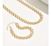 TEMU Juego de 2 piezas de collar y pulsera de lujo para mujer, de acero inoxidable dorado, de 1 cm de ancho, para boda, , uso diario y vacaciones