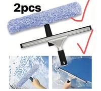 TEMU Juego de 2 piezas de herramientas profesionales para limpieza de ventanas, limpiaparabrisas de silicona y estropajos de microfibra, ideal para puertas de coche, vidrios de ducha y espejos