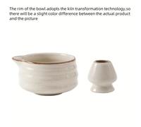 TEMU Juego de 2 Piezas de Matcha Japonés, Taza Cerámica Horneada con Pico y Soporte para , Set de Té Japones para Polvo de Matcha, Latte de Matcha y del Té, Regalo Ideal para Amantes del Matcha y