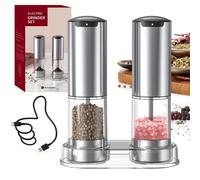 TEMU Juego de 2 piezas de molinillo eléctrico de marina, ajustable en grosor y finura, con acero inoxidable y alimentación USB, para cocina, regalo para reuniones con y carne.