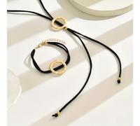 TEMU Juego de 2 Piezas: Pulsera y Collar Minimalista Retro con Diseño Hueco en de Terciopelo para Mujer, Accesorios Largos para Suéter