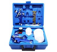 TEMU Juego de 2 pistolas de pintura en aerosol HVLP con gravedad de aire, con boquillas de 0,8 mm y 1,4 mm y manómetro, pistola de pintura para automóviles