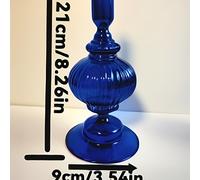 TEMU Juego de 2 Portavelas de Vidrio Azul , Portavelas de Vidrio, 21 cm , 2.5 cm de Diámetro de , Ideales para Navidad, Decoración del Hogar y Cenas