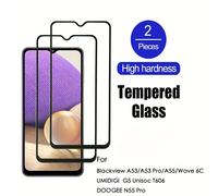 TEMU Juego de 2 protectores de pantalla de vidrio templado diseñados para Blackview A53/A53 Pro/A55/Wave 6C/ G5 con T606/ N55 Pro, con 9H y cobertura adhesiva total.