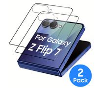 TEMU Juego de 2 protectores de pantalla templados para Galaxy Z Flip 7, resistentes a los arañazos, sin , compatibles con fundas