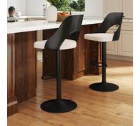 TEMU Juego de 2 Sillas de Barra Modernas, Ergonómicas con Reposapiés, Base de Metal, Anillo Antideslizante de Goma, Respaldo , Altura Ajustable sin Brazos