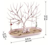 TEMU Juego de 2 (Soporte para Cervatillos + Base) Organizador de Joyería en Astas - Soporte de Plástico Multifuncional para Anillos, Aretes, Collares y Pulseras - Con Prácticos Ganchos y para Joyas