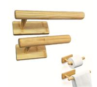 TEMU Juego de 2 soportes de pared de bambú para papel higiénico y toallas, ideales para baño, cocina, y dormitorio