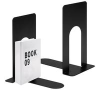 TEMU Juego de 2 soportes metálicos para libros, con medidas de 80 x 70 x 130 mm, ideales para sostener libros, revistas y DVDs. Un organizador negro para libros, escuelas y bibliotecas.