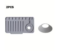 TEMU Juego de 2 tapetes de silicona para secar platos con y para acumulación de agua y salpicaduras.