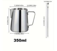 TEMU Juego de 2 tazas para latte art de acero inoxidable 304 mejorado, aguja para latte art, jarra para leche, cafetera de , plateado, disponible en 350 ml o 600 ml, ideal para cafeterías y cocinas