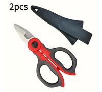 TEMU Juego de 2 tijeras eléctricas, alicates industriales de acero inoxidable antideslizantes para pelar cables, cuchilla manual para pelar cables + estuche de almacenamiento