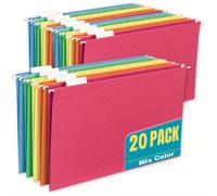 TEMU Juego de 20 carpetas de colgantes tamaño carta con etiquetas en , perfectas para organizar documentos y identificar fácilmente los archivos guardados (colores surtidos)