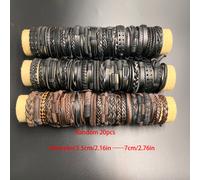TEMU Juego de 20 Pulseras de Cuero PU Estilo Tribal Vintage - Brazaletes Punk & Hip-Hop , Ajustables y Sin Baño, Perfectos para Fiestas, Uso Diario y Accesorios Festivos Todo el Año