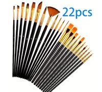 TEMU Juego de 22 Pinceles Profesionales para Artistas - Cerdas de Nailon de Calidad, Adecuados para Pintura Acrílica, al Óleo y Acuarela - Ideales para Artistas y Principiantes - Disponibles en
