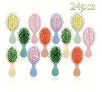 TEMU Juego de 24 Cepillos Mini Macaron - Peine Desenredante con Cojín, Cepillo Portátil para Viajes, Regalo para Damas de Honor, Cepillo Compacto de Bolsillo