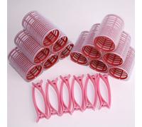 TEMU Juego de 24 Rizadores con Rodillos Autoadhesivos, 12 Rodillos Pinzas, Rizador Profesional para Peinados DIY sin Necesidad de