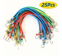 TEMU Juego de 25 piezas de cordones elásticos mini - Cuerda elástica de látex con ganchos, adecuada para equipaje, correa de goma multiusos de 4 mm, cinturón de seguridad de 10 pulgadas