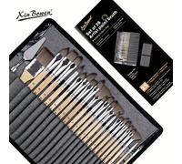 TEMU Juego de 25 pinceles de pintura de nylon de calidad con de madera - Ideal para pintura de aceite, acrílico y acuarela - Elección del para técnicas y estilos