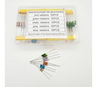 TEMU Juego de 250 resistencias - 5 colores (Rosa/Verde/Caqui//Azul), 50 de uno - Ideal para electrónica, reconocimiento de resistencias para principiantes y ejercicios de soldadura