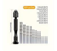 TEMU Juego de 26 Micro Mini Brocas para Taladro Manual, Ideal para Carpintería, Modelismo, Joyería de Resina y Perforación para Manualidades