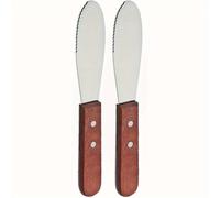 TEMU Juego de 2pcs/4pcs/8pcs de Espátulas para Mantequilla de Acero Inoxidable de Lujo con Mango de Madera - Ancho para Aplicación Fácil de Sándwiches, Queso y Condimentos - Herramienta de Cocina