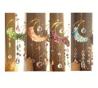 TEMU Juego de 3/4 Piezas de Prisma de Cristal Lunar - Colgante para Ventana de Media Luna, Decoración de Vidrio , Campanilla Eólica para Hogar y Jardín