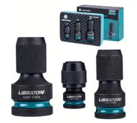 TEMU Juego de 3 Adaptadores Rápidos de Cambio Impacto, Acero CR-Mo, Adaptares Cuadrado a Hexagonal, 1/2'', 3/8'', 1/4'' a 1/4'' para Automoción e HVAC