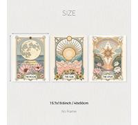TEMU Juego de 3 Artísticas de Tarot Vintage Sol Estrella Luna, Retro con Flores, Pósters en , Decoración para , Dormitorio, Cocina, Oficina, Café, Bar, Pasillo y Habitaciones, Sin