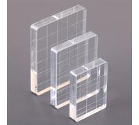 TEMU Juego de 3 bloques de sellos acrílicos con rejillas y , bloques de sellos acrílicos transparentes en tres tamaños, herramientas esenciales para álbumes de recortes y manualidades