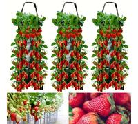 TEMU Juego de 3 Bolsas Premium para Cultivo Vertical de Fresas con Diseño de 8 Agujeros - Ahorra , Ideal para Tomates y Pimientos en Jardín o