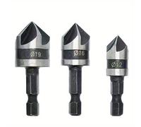 TEMU Juego de 3 Brocas de Desbarbar con Vástago Hexagonal HSS, Herramienta de Chaflán de Ranuras a , Herramientas de Perforación para Madera y Metal, sinterklaas