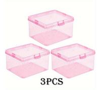 TEMU Juego de 3 cajas de almacenamiento con abatible, ideales para joyería y cosméticos, organizadores modernos de plástico con cubiertas antipolvo, un almacenamiento para el hogar para solucionar