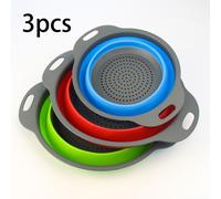 TEMU Juego de 3 coladores plegables, colador de cocina apilable, escurridor plegable que ahorra para lavar , cesta de drenaje fácil de limpiar. Disponible en verde, y azul (2 grandes y 1 pequeño)