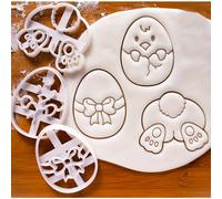 TEMU Juego de 3 Cortadores de Galletas de Pascua, Sello de Pastelería con Formas de Conejito y , Herramientas para Hornear en