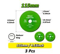 TEMU Juego de 3 discos de corte de vidrio de diamante, 100/115/125mm, rueda duradera, herramienta de corte y de azulejos y botellas, herramienta de corte de vidrio multiusos, rueda duradera