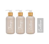 TEMU Juego de 3 Dispensadores para Champú y Acondicionador - 8.45 oz con 4 Calcomanías Impermeables , Botellas Plásticas Recargales Reutilizadas en Material Paja