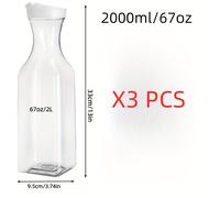 TEMU Juego de 3 Jarras Cuadradas de 50oz/67oz con Tapas Abatibles - Perfectas para Té Helado, , , Leche Brew