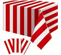 TEMU Juego de 3 Manteles para Carnaval, Rayas y Blancas - Adecuados para Fiestas Temáticas de , Noches , y Decoraciones Navideñas, 137x180 cm