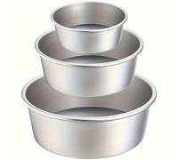 TEMU Juego de 3 moldes para pasteles de 4/6/8 pulgadas de aluminio con fondo desmontable. Utensilios de cocina para hornear pasteles redondos.